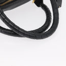 Chloe Marcie Hand Bag Leather Black Gold Auth am9872-7