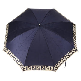 FENDI Zucca Canvas Folding Umbrella Navy Auth am9874 - 0