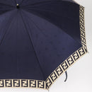 FENDI Zucca Canvas Folding Umbrella Navy Auth am9874-6