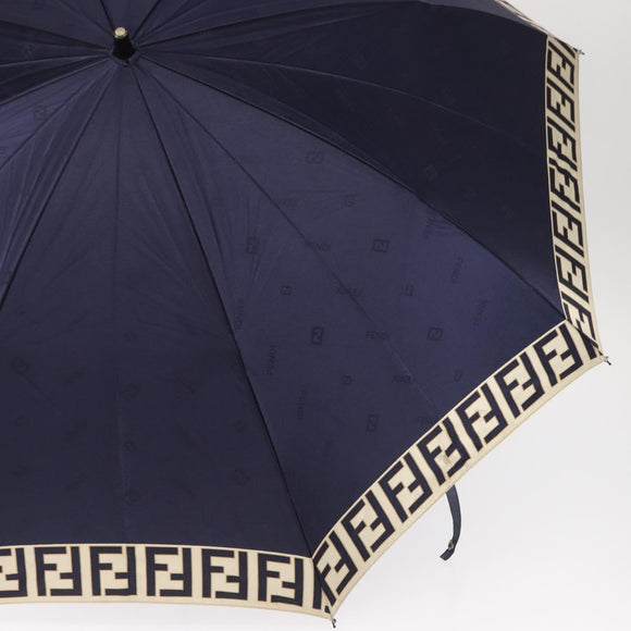 FENDI Zucca Canvas Folding Umbrella Navy Auth am9874