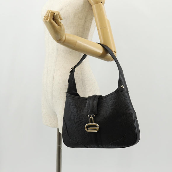 GUCCI Shoulder Bag Leather Black Silver 130779 Auth am9875V