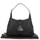 GUCCI Shoulder Bag Leather Black Silver 130779 Auth am9875V-12