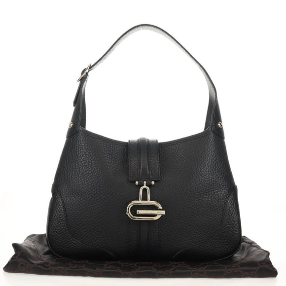 GUCCI Shoulder Bag Leather Black Silver 130779 Auth am9875V