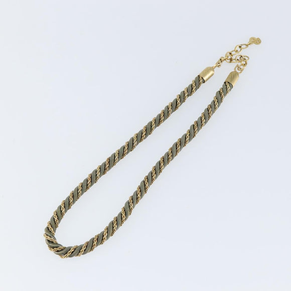 Christian Dior Necklace metal Gray Gold Auth am9878