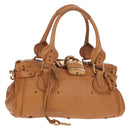 Chloe Paddington Hand Bag Leather Brown Silver gold Auth am9880V-1