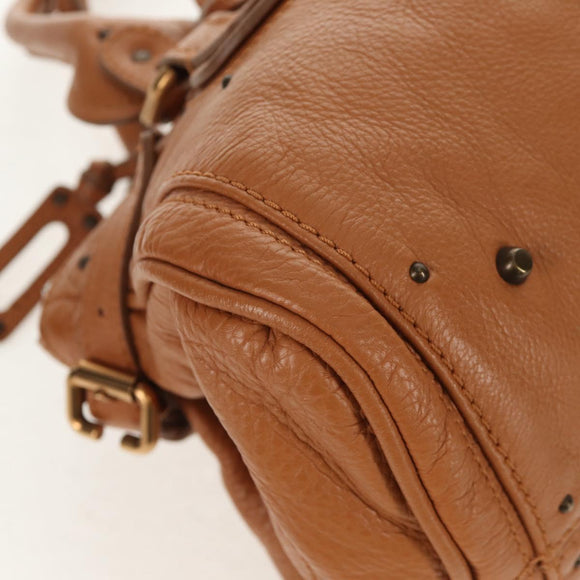 Chloe Paddington Hand Bag Leather Brown Silver gold Auth am9880V