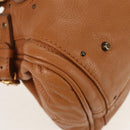 Chloe Paddington Hand Bag Leather Brown Silver gold Auth am9880V-13