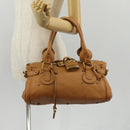 Chloe Paddington Hand Bag Leather Brown Silver gold Auth am9880V-25