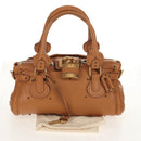 Chloe Paddington Hand Bag Leather Brown Silver gold Auth am9880V-26