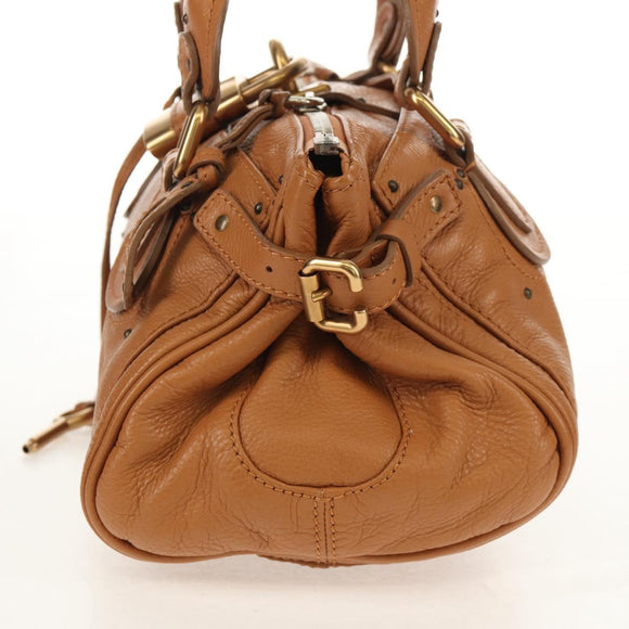 Chloe Paddington Hand Bag Leather Brown Silver gold Auth am9880V