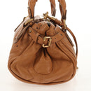 Chloe Paddington Hand Bag Leather Brown Silver gold Auth am9880V-5