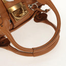 Chloe Paddington Hand Bag Leather Brown Silver gold Auth am9880V-7