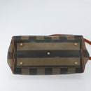 FENDI Pecan Canvas Mini Boston Bag PVC 2way Black Brown gold Auth am9884-11