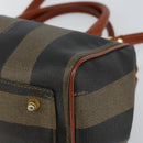 FENDI Pecan Canvas Mini Boston Bag PVC 2way Black Brown gold Auth am9884-12