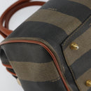 FENDI Pecan Canvas Mini Boston Bag PVC 2way Black Brown gold Auth am9884-13