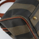 FENDI Pecan Canvas Mini Boston Bag PVC 2way Black Brown gold Auth am9884-15