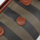 FENDI Pecan Canvas Mini Boston Bag PVC 2way Black Brown gold Auth am9884-16
