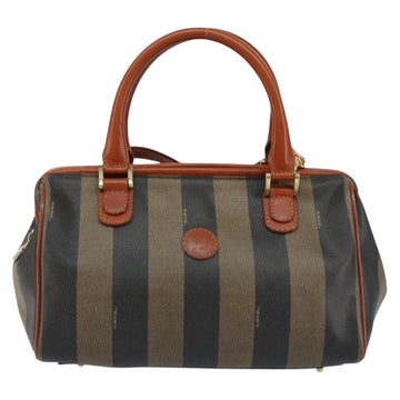 FENDI Pecan Canvas Mini Boston Bag PVC 2way Black Brown gold Auth am9884 - 0