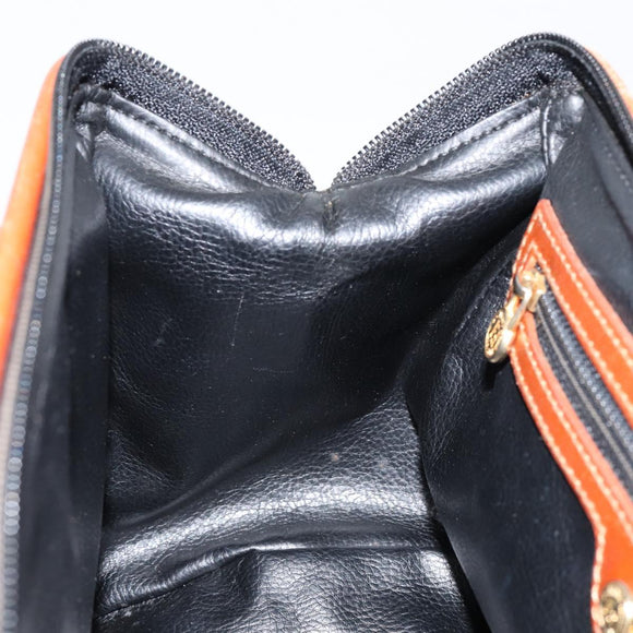 FENDI Pecan Canvas Mini Boston Bag PVC 2way Black Brown gold Auth am9884