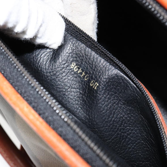 FENDI Pecan Canvas Mini Boston Bag PVC 2way Black Brown gold Auth am9884