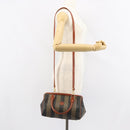 FENDI Pecan Canvas Mini Boston Bag PVC 2way Black Brown gold Auth am9884-26