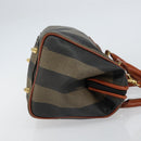 FENDI Pecan Canvas Mini Boston Bag PVC 2way Black Brown gold Auth am9884-4