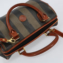 FENDI Pecan Canvas Mini Boston Bag PVC 2way Black Brown gold Auth am9884-6