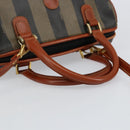 FENDI Pecan Canvas Mini Boston Bag PVC 2way Black Brown gold Auth am9884-7