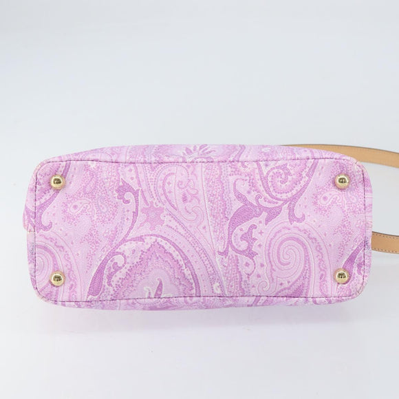ETRO Paisley Hand Bag PVC Leather 2way Pink Gold Auth am9887