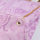 ETRO Paisley Hand Bag PVC Leather 2way Pink Gold Auth am9887-15