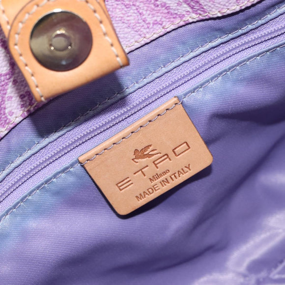 ETRO Paisley Hand Bag PVC Leather 2way Pink Gold Auth am9887