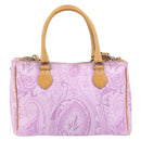 ETRO Paisley Hand Bag PVC Leather 2way Pink Gold Auth am9887-13