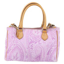 ETRO Paisley Hand Bag PVC Leather 2way Pink Gold Auth am9887-2