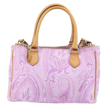 ETRO Paisley Hand Bag PVC Leather 2way Pink Gold Auth am9887 - 0