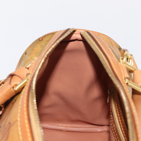 PRIMA CLASSE Mini Boston Bag 2way Beige Gold Auth am9889