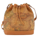 PRIMA CLASSE purse Shoulder Bag Leather PVC Beige Gold Auth am9890-13