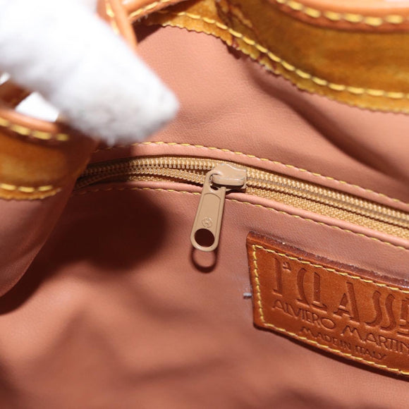 PRIMA CLASSE purse Shoulder Bag Leather PVC Beige Gold Auth am9890