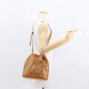 PRIMA CLASSE purse Shoulder Bag Leather PVC Beige Gold Auth am9890-22