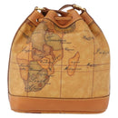 PRIMA CLASSE purse Shoulder Bag Leather PVC Beige Gold Auth am9890-2