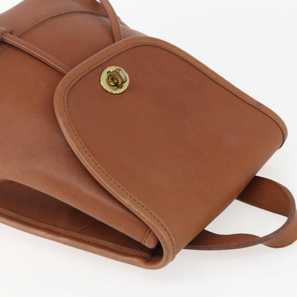 Coach Backpack Leather Brown Gold Auth am9891