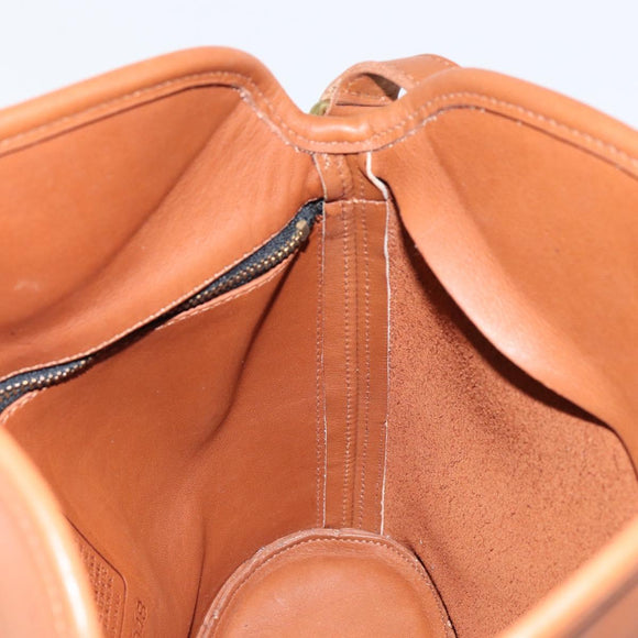 Coach Shoulder Bag Leather Brown Gold Auth am9893