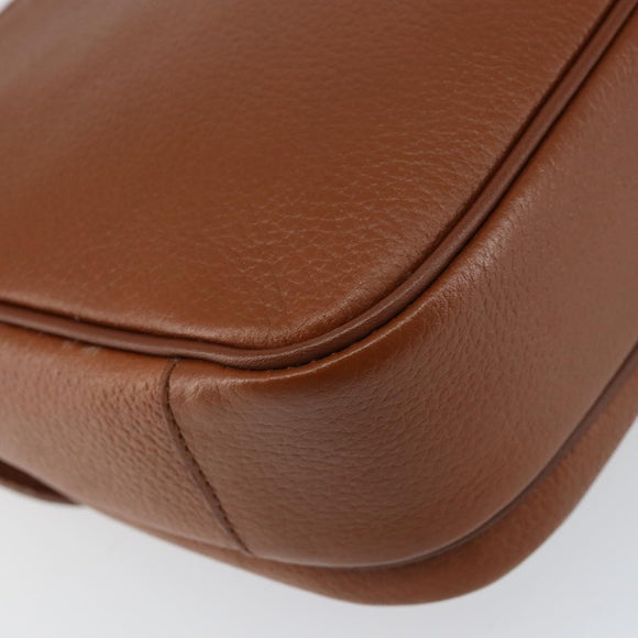 Burberrys Shoulder Bag Leather Gold Brown Auth am9896