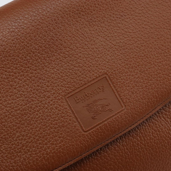 Burberrys Shoulder Bag Leather Gold Brown Auth am9896