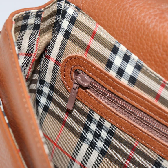 Burberrys Shoulder Bag Leather Gold Brown Auth am9896