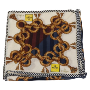 FENDI 2 Pieces Set Scarf Cotton Navy Bordeaux Auth am9897