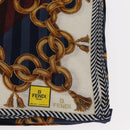 FENDI 2 Pieces Set Scarf Cotton Navy Bordeaux Auth am9897-5