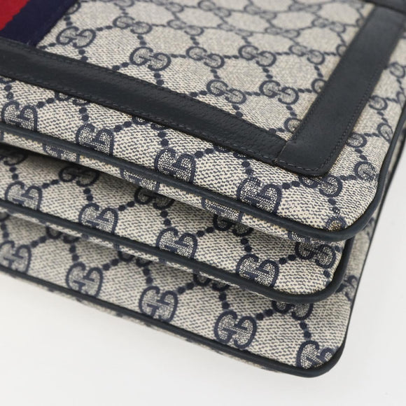 GUCCI GG Supreme Sherry Line Shoulder Bag PVC Red Navy 41 02 013 Auth am9899