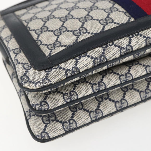 GUCCI GG Supreme Sherry Line Shoulder Bag PVC Red Navy 41 02 013 Auth am9899