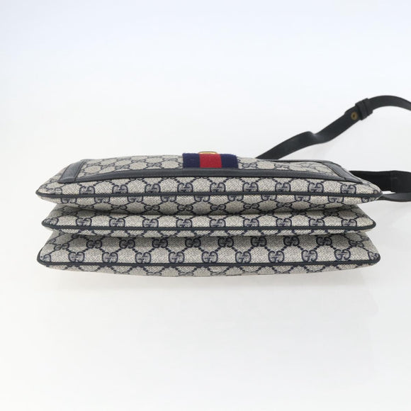 GUCCI GG Supreme Sherry Line Shoulder Bag PVC Red Navy 41 02 013 Auth am9899