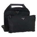 PRADA Carry Case Cover Set Nylon Black Silver Auth am9905-1